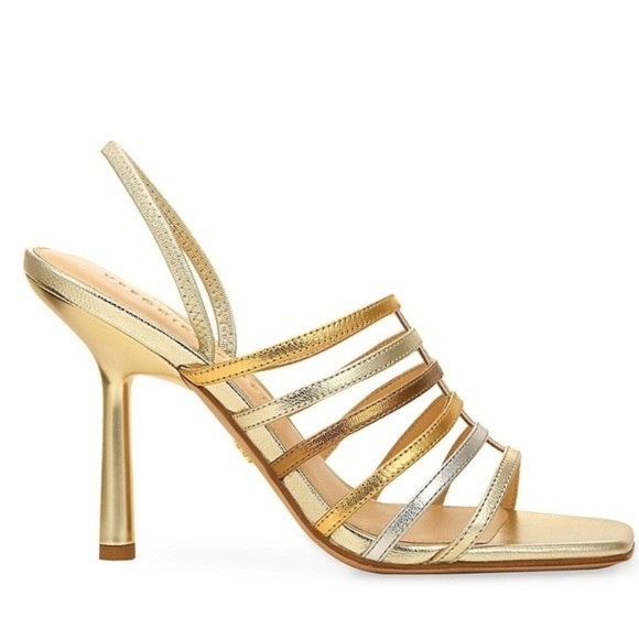 ‼️NWT $375.00 Veronica Beard Aldridge Metallic Leather Slingback Sandals - Picture 2 of 12